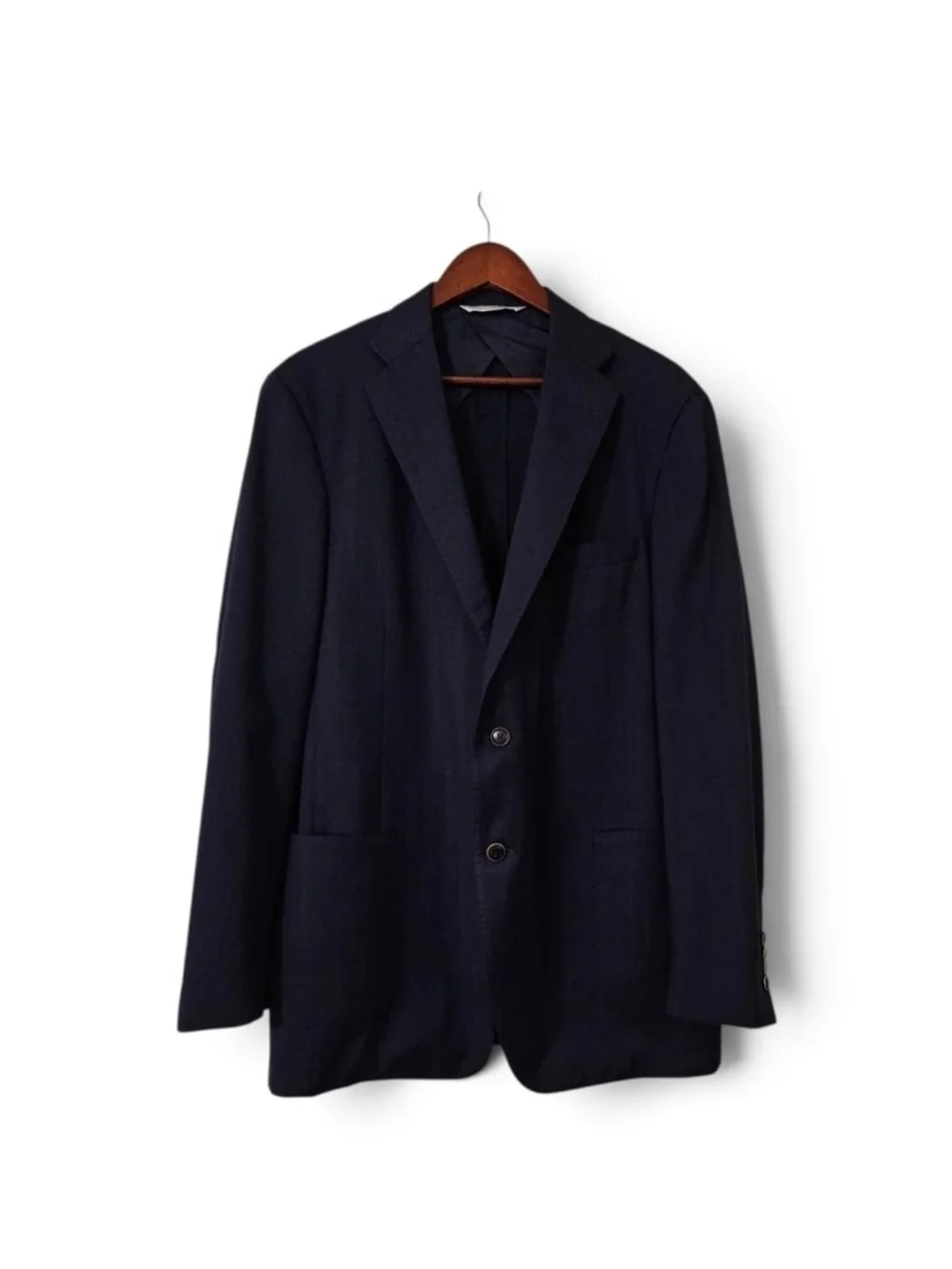 Samuelsohn 43L Navy Herringbone Wool Blazer Sport Coat Canada 2 Button Luxury